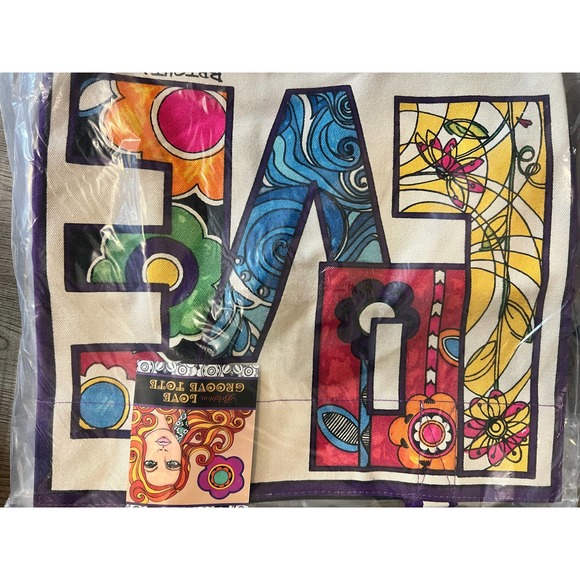 Brighton Love Groove II Canvas Tote Bag Multicolor Women's Size Large - Picture 3 of 3